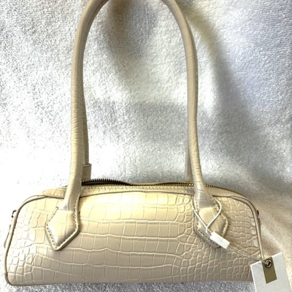 Moda Luxe 'Ivory Lola' small croc embossed shoulder bag NWT